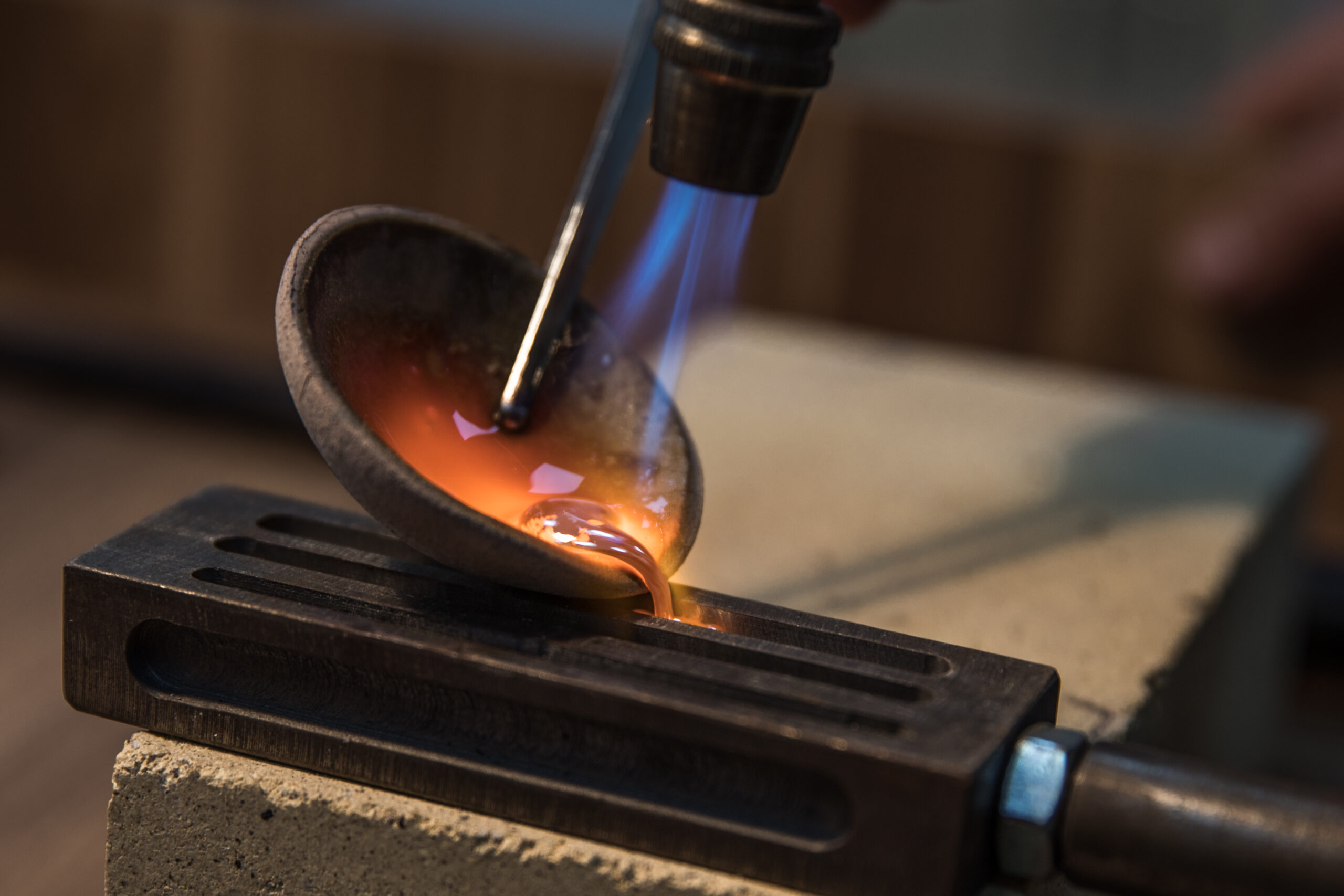 Melting iron under high temperature. High quality photo