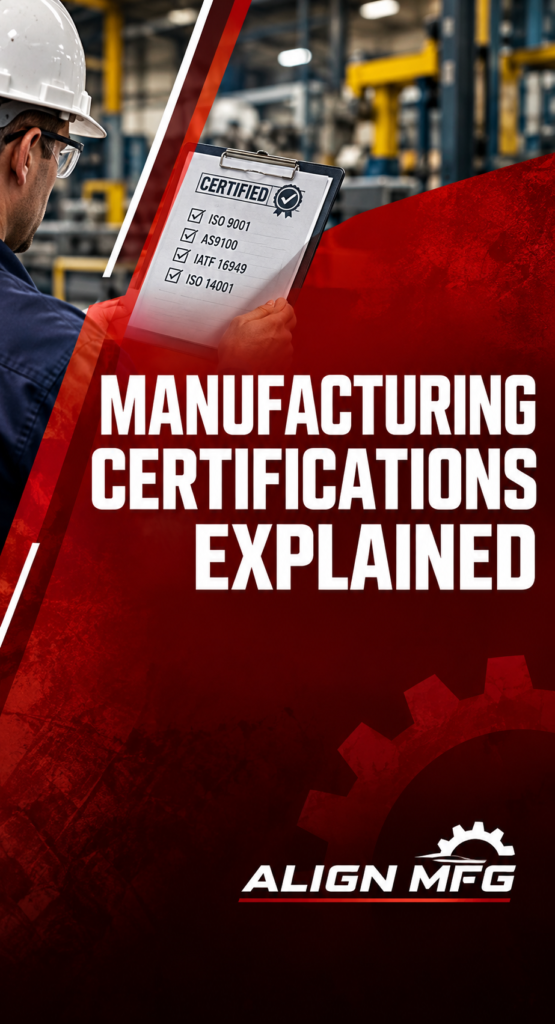 ISO 9001, IATF 16949 and AS9100 manufacturing certification